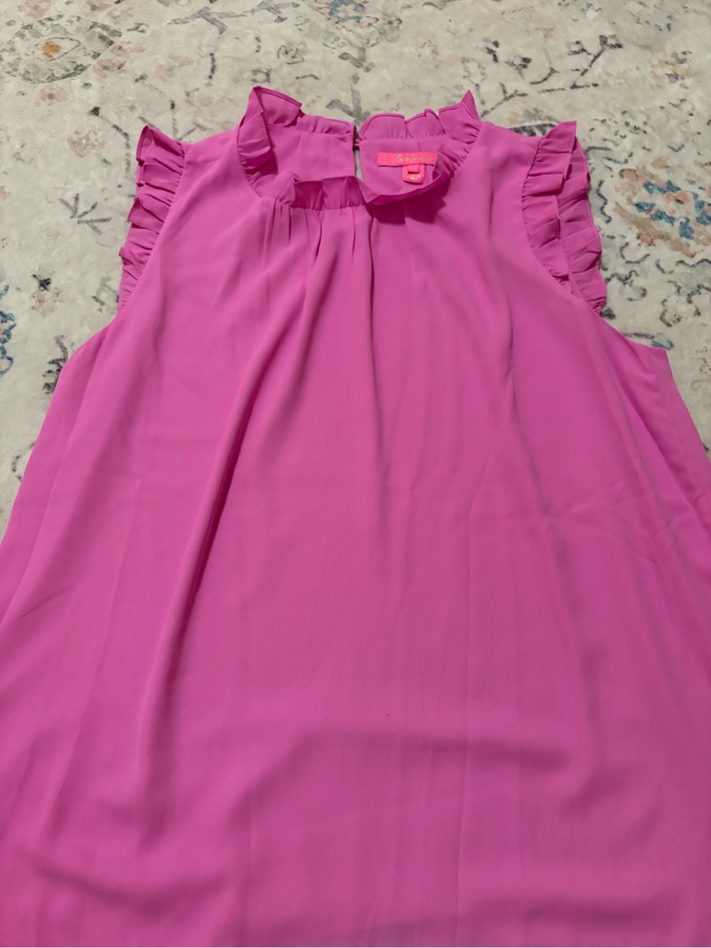 Lilly Pulitzer Talisa Top in Pink. Large Ruffle Neck Sleeveless. Like New!